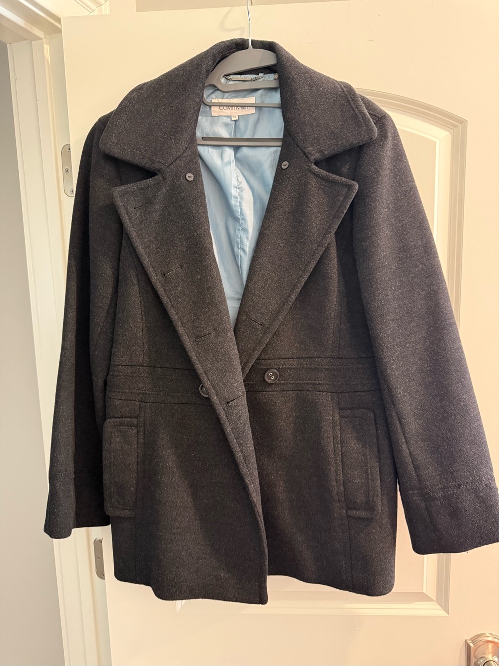 Women’s Dark Gray Wool Peacoat Jacket